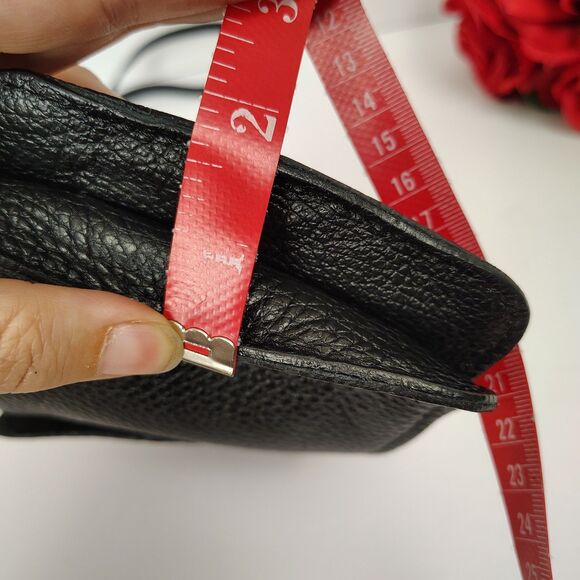 ISADORA Genuine Leather Crossbody Bag Made in Italy Black Cellphone - Picture 11 of 12